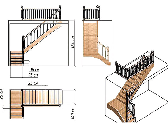 Схема Г-образной лестницы